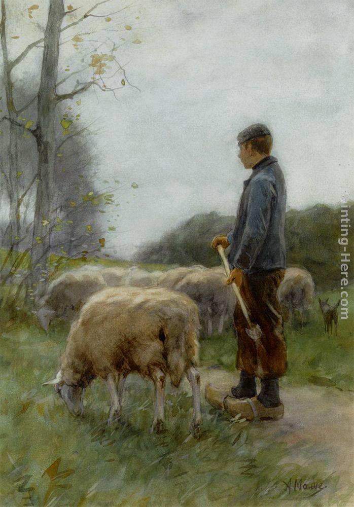 Anton Mauve A Shepherd and His Flock
